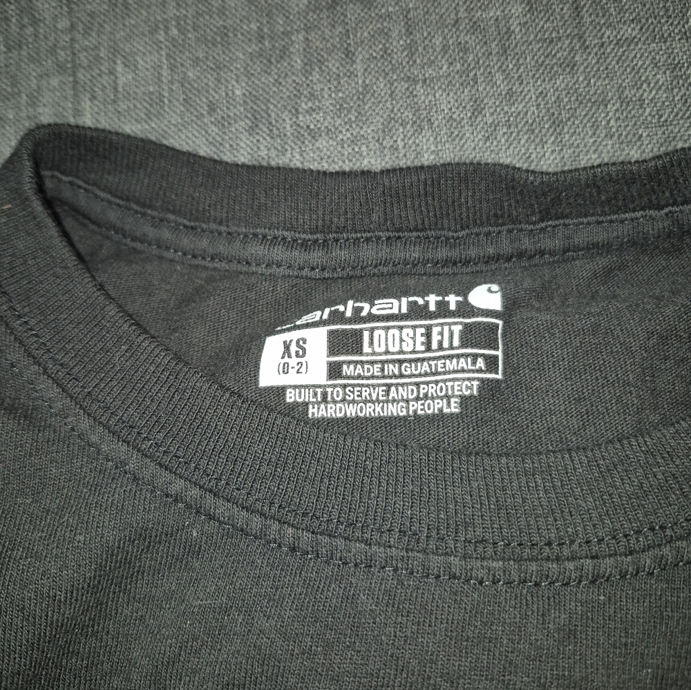 Carhartt Long Sleeved Shirt. SZ Adult XS Or Kids LARGE. Black - Picture 3 of 7
